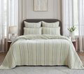 EDWARD-KC-GRN Edward Stonewash Cotton Striped Coverlet, King