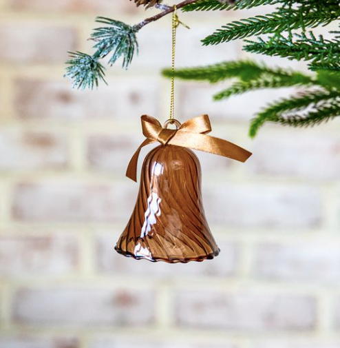 PDYB26-03YB 3" Brown Glass Bell Ornament