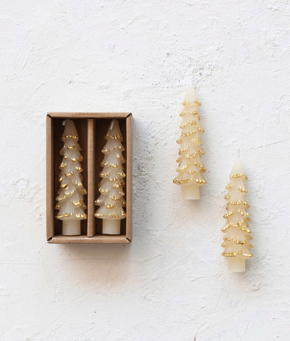 4 3/4" Unscented Tree Taper Candles, Set of 2