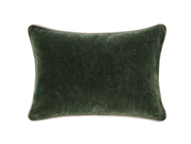 Heirloom Forest Green Velvet Pillow, 14x20