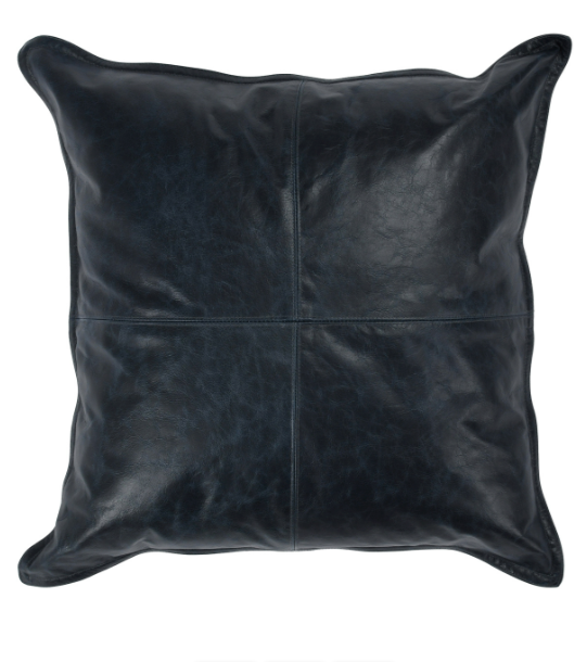 V240094 Leather Nightfall Blue Pillow, 14x26