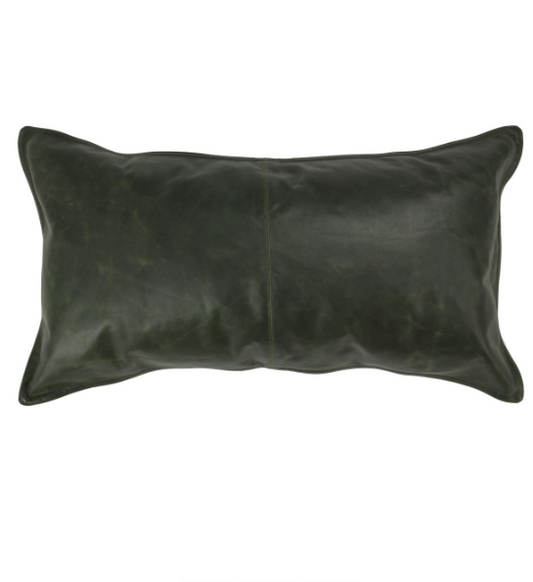 Leather Acre Forest Green Pillow, 22x22