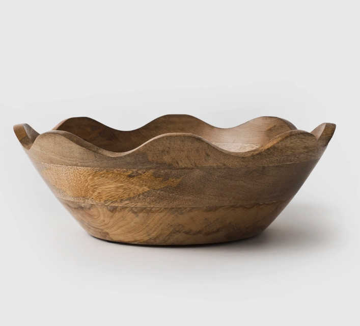 MABW2003 Scalloped Wooden Bowl, Medium