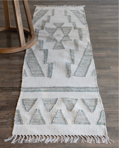 Hand-Woven Cotton and Wool Kilim Floor Runner