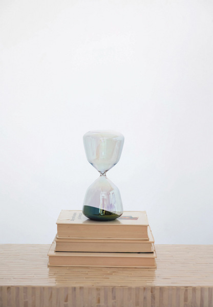 Decorative Glass Hourglass with Black Sand