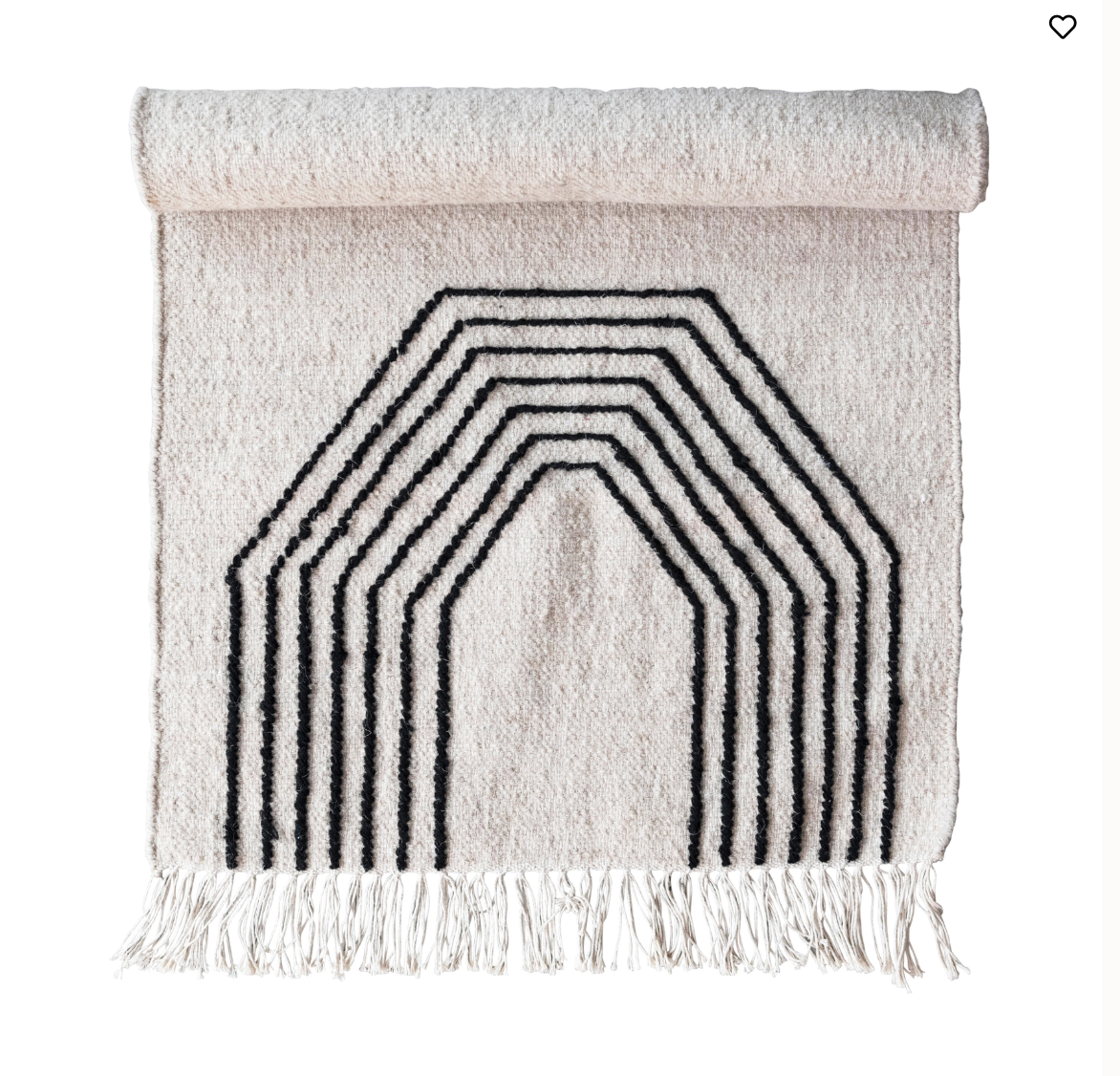 Woven Wool Blend Rug with Geometric Design and Fringe
