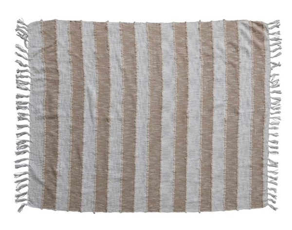 Woven Cotton Throw in Stripes