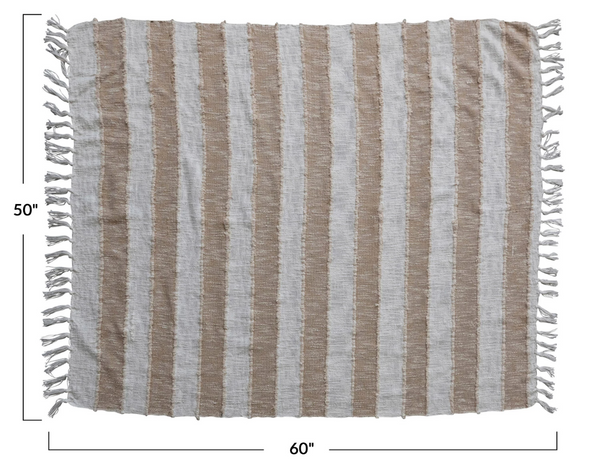 Woven Cotton Throw in Stripes