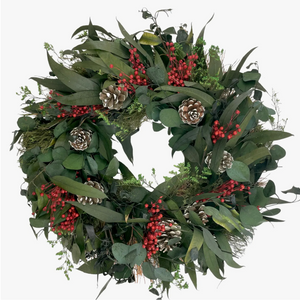 Snow Pinecone Holiday Wreath