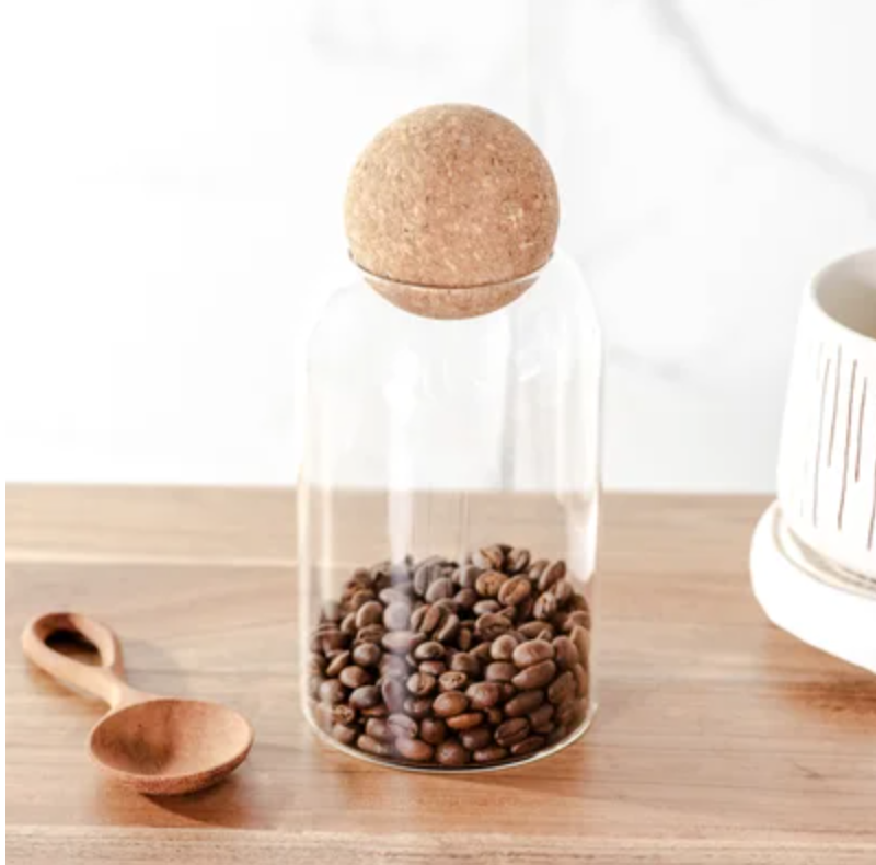 Glass Jar with Cork Ball Top