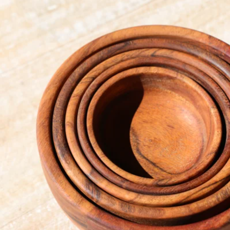 Wood Serving Bowls - Set of 5