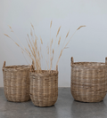 DF7047-l Hand-Woven Rattan Basket w/ Handles, Natural