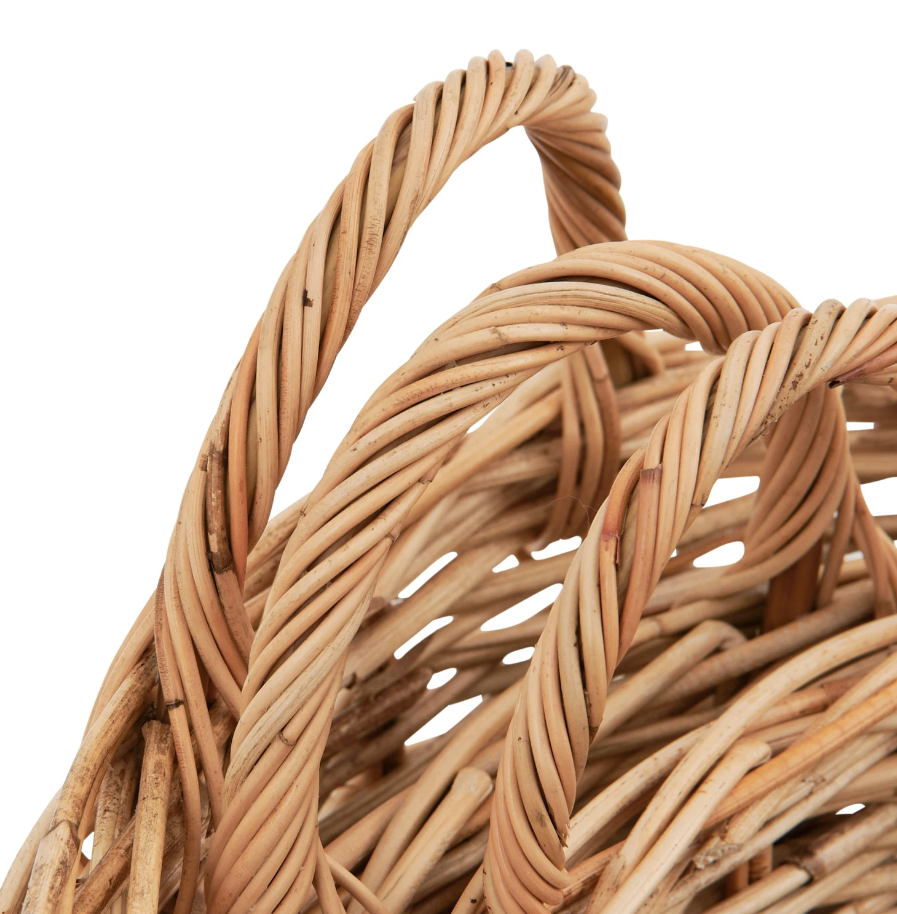 DF7047-l Hand-Woven Rattan Basket w/ Handles, Natural