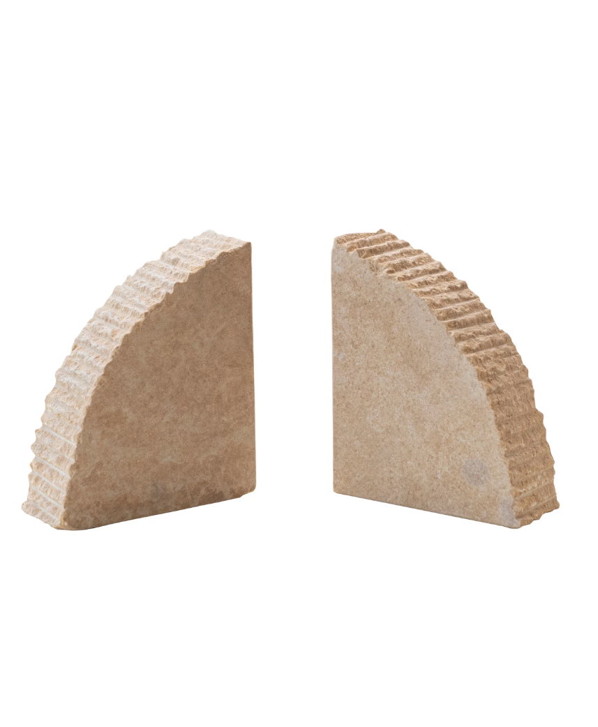 DF8514 Sandstone Bookends, w/ Ribbed Edge,  Set of 2