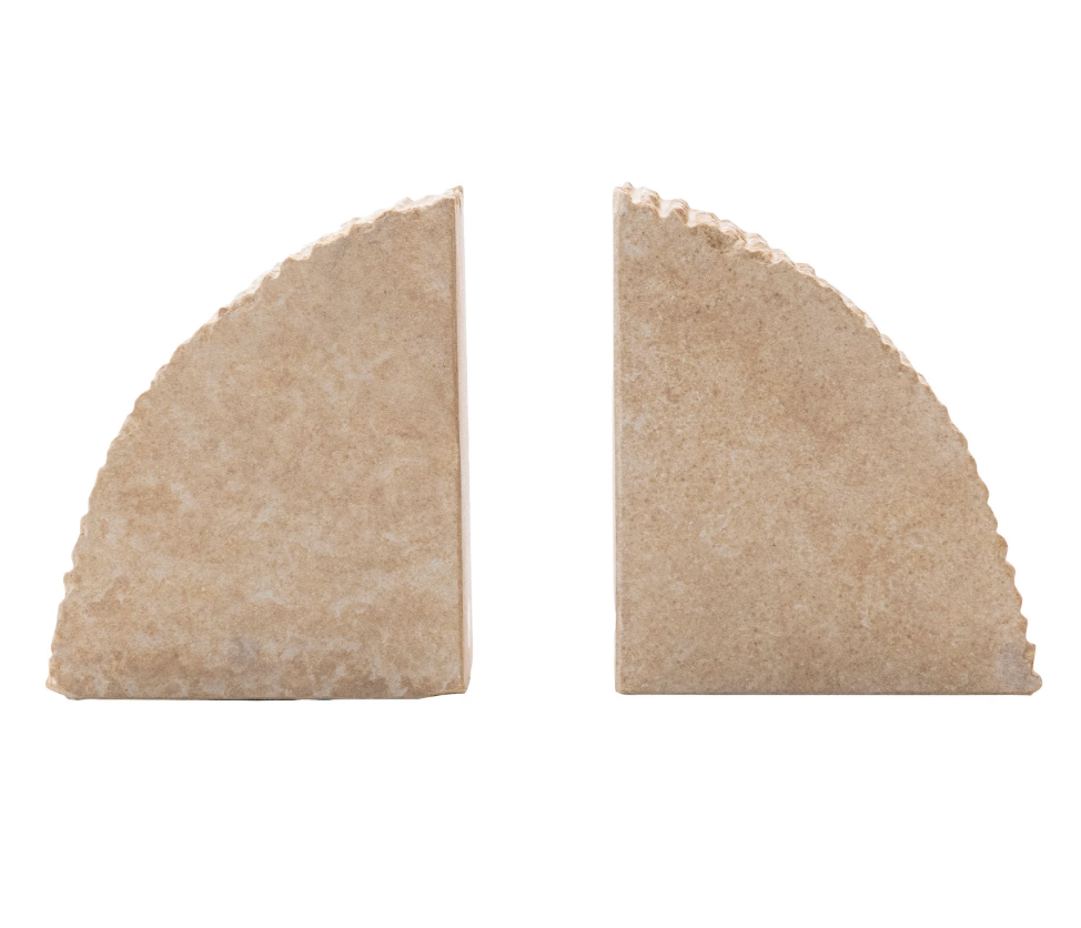 DF8514 Sandstone Bookends, w/ Ribbed Edge,  Set of 2
