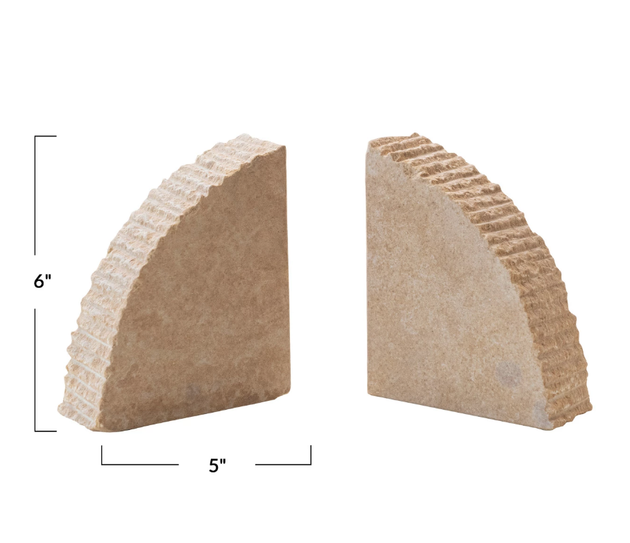 DF8514 Sandstone Bookends, w/ Ribbed Edge,  Set of 2