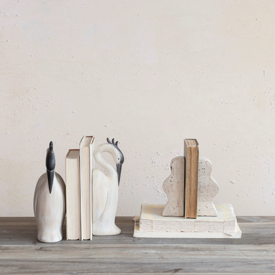 DF8516 Travertine Wave Bookends, Set of 2