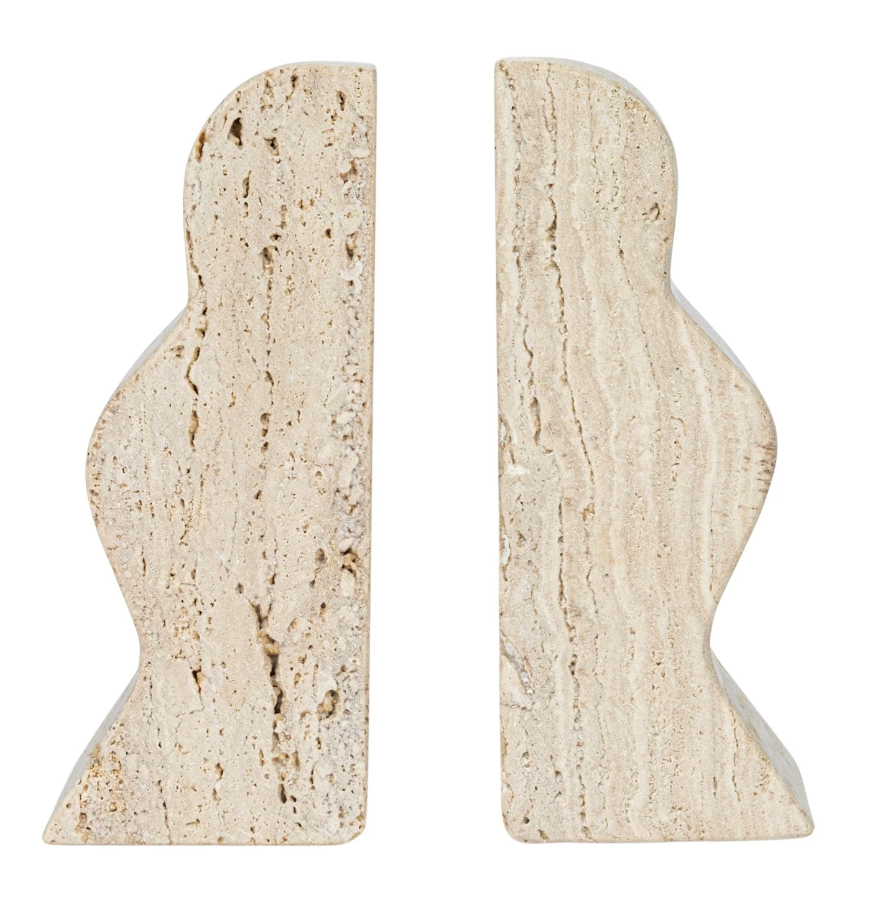 DF8516 Travertine Wave Bookends, Set of 2
