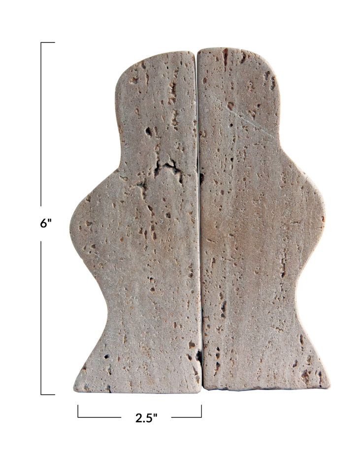 DF8516 Travertine Wave Bookends, Set of 2