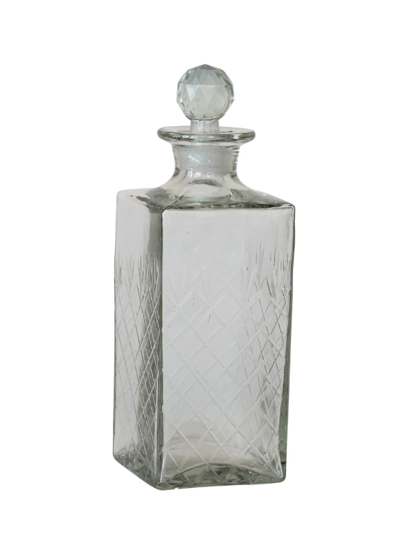 DF8553 30 oz. Recycled Etched Glass Decanter w/ Stopper