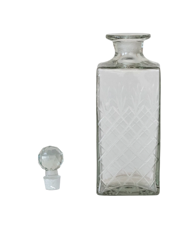 DF8553 30 oz. Recycled Etched Glass Decanter w/ Stopper
