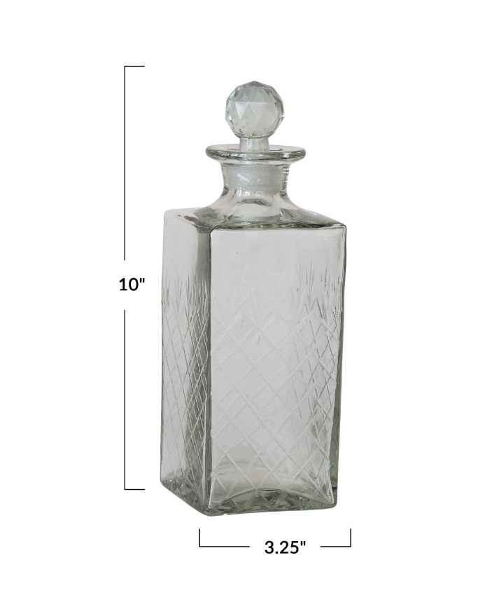 DF8553 30 oz. Recycled Etched Glass Decanter w/ Stopper