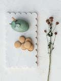 DF9397 14" L x8" W Marble Cheese Board w Scalloped Edge, White