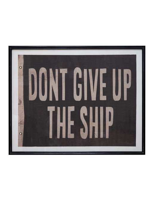 DF6468 Wood Framed Glass Wall Decor  w/ Vintage Reproduction Flag