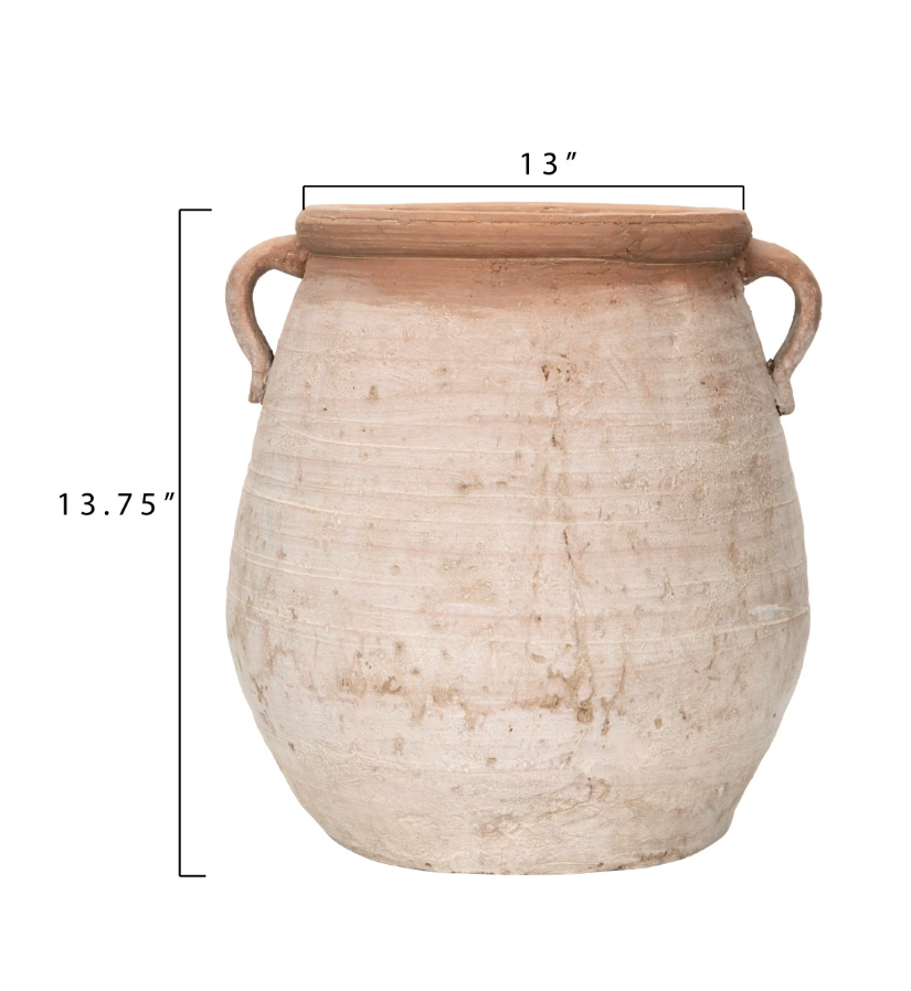 DF0851 Terracotta Urn with Whitewash finish