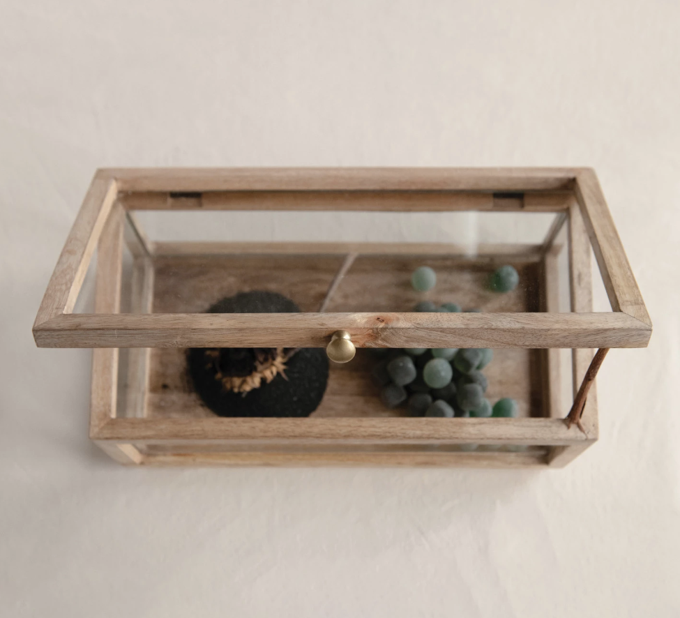 DF4022 Mango Wood and Glass Display Box w/ Lid