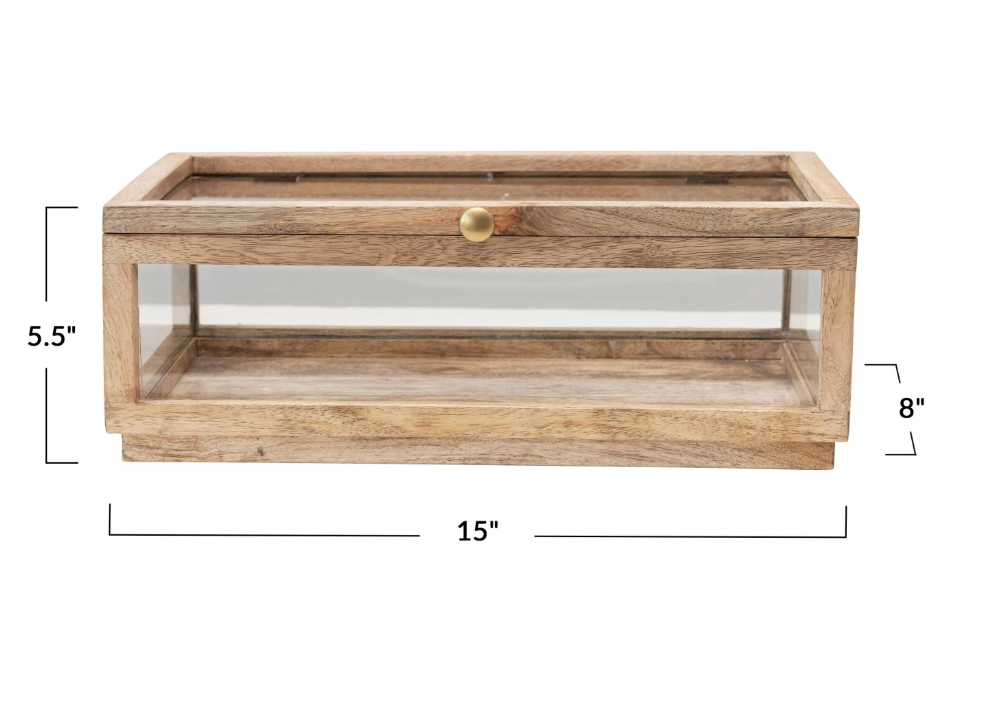 DF4022 Mango Wood and Glass Display Box w/ Lid