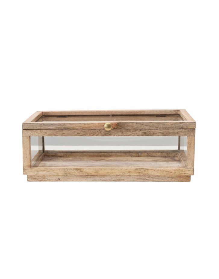 DF4022 Mango Wood and Glass Display Box w/ Lid