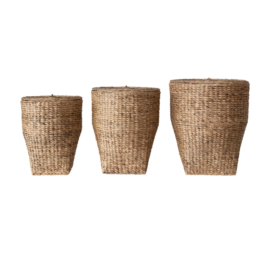 AH3224-M Water Hyacinth Hamper w/ Lid, Medium