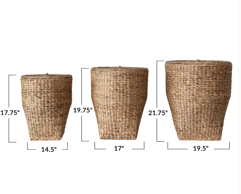 AH3224-M Water Hyacinth Hamper w/ Lid, Medium