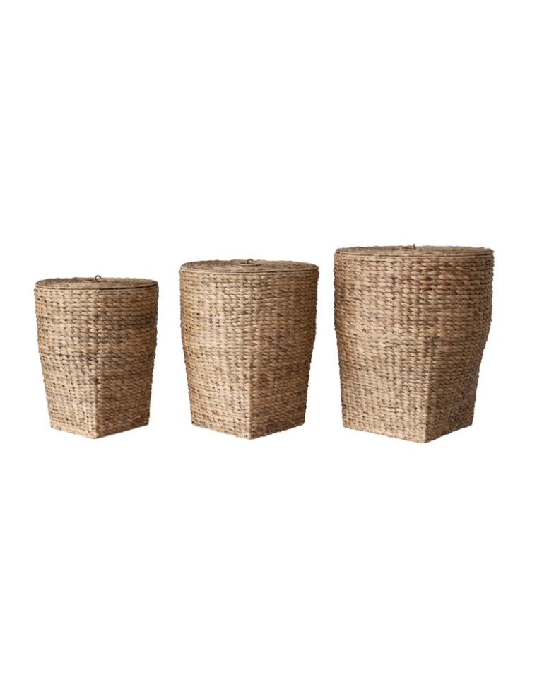 AH3224-M Water Hyacinth Hamper w/ Lid, Medium