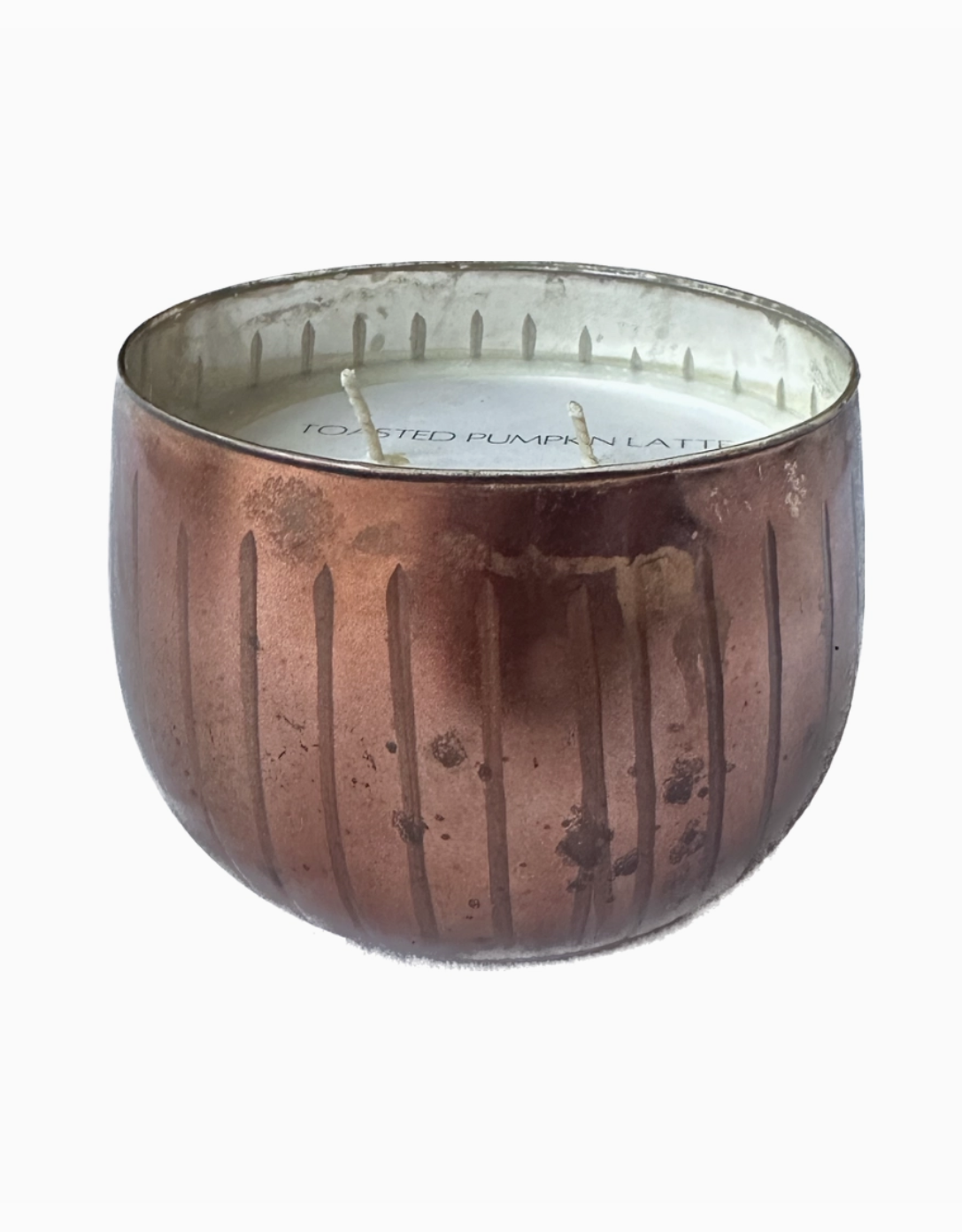 7008 Antiqued Copper Double Wick Candle Toasted Pumpkin Latte