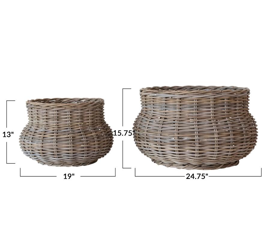 Globe Rattan Planter, Large