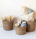 DF8277-M Braided Bankuan & Rattan Basket with Scalloped Edge Medium