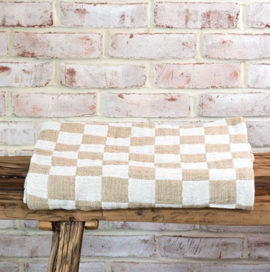 C036 Camel Checkered Throw