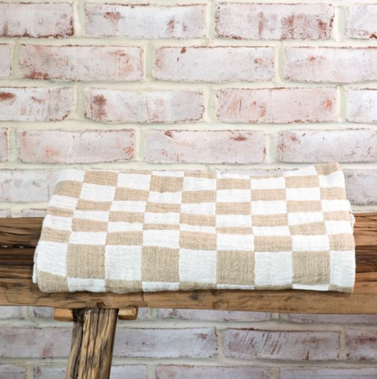 C036 Camel Checkered Throw