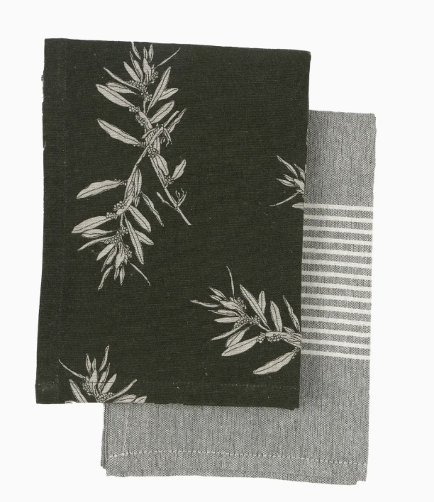 RHTP1804 Tea Towels Olive Green set of two