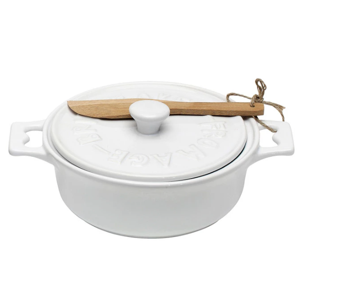 2320A -W Stoneware Baker w/ Spreader White