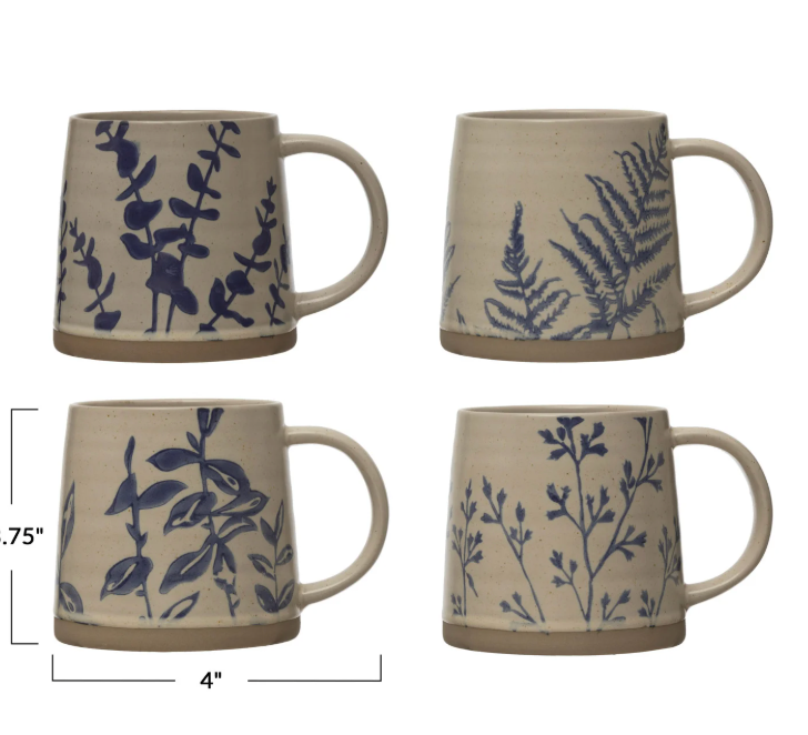 DF6633A 16 oz Hand-Stamped Stoneware Mug 4 Styles