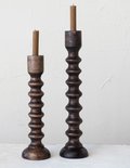 7061 21" Hand carved Mango wood Taper Holder, Black
