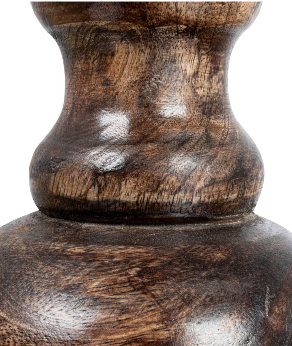 7061 21" Hand carved Mango wood Taper Holder, Black