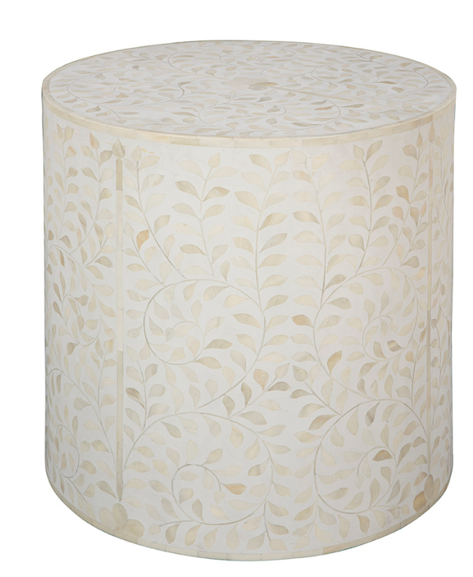 60-73 White Shell End Table