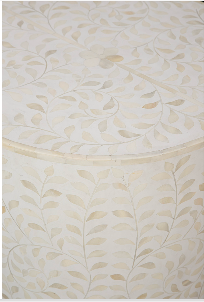 60-73 White Shell End Table