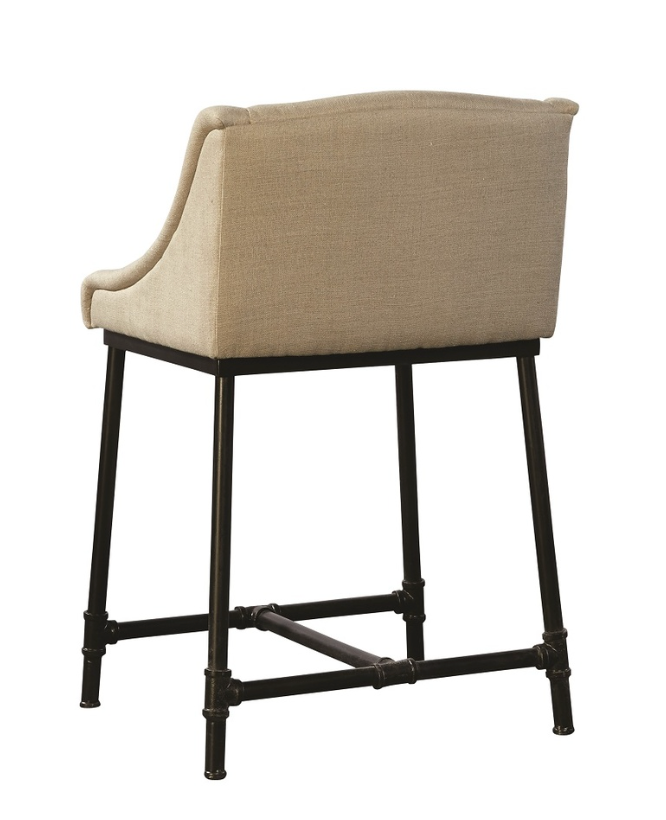 20-344 Linen & Iron Pipe Counter Stool
