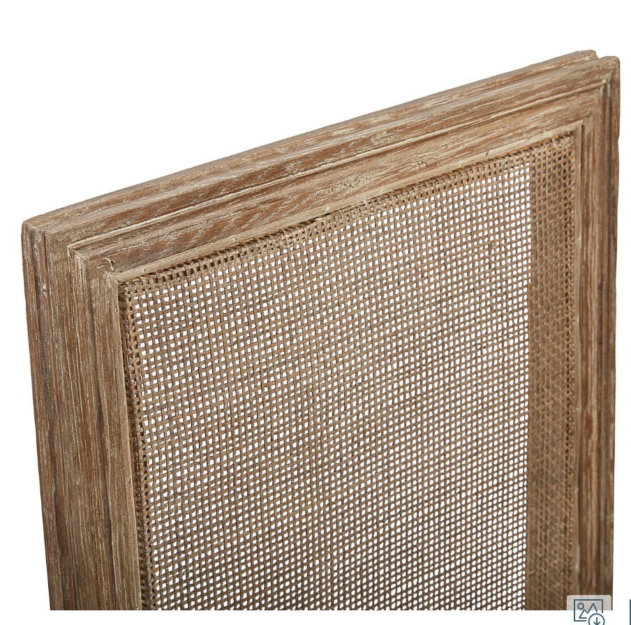 20-391 Linen & Oak Caned Back Side Chair