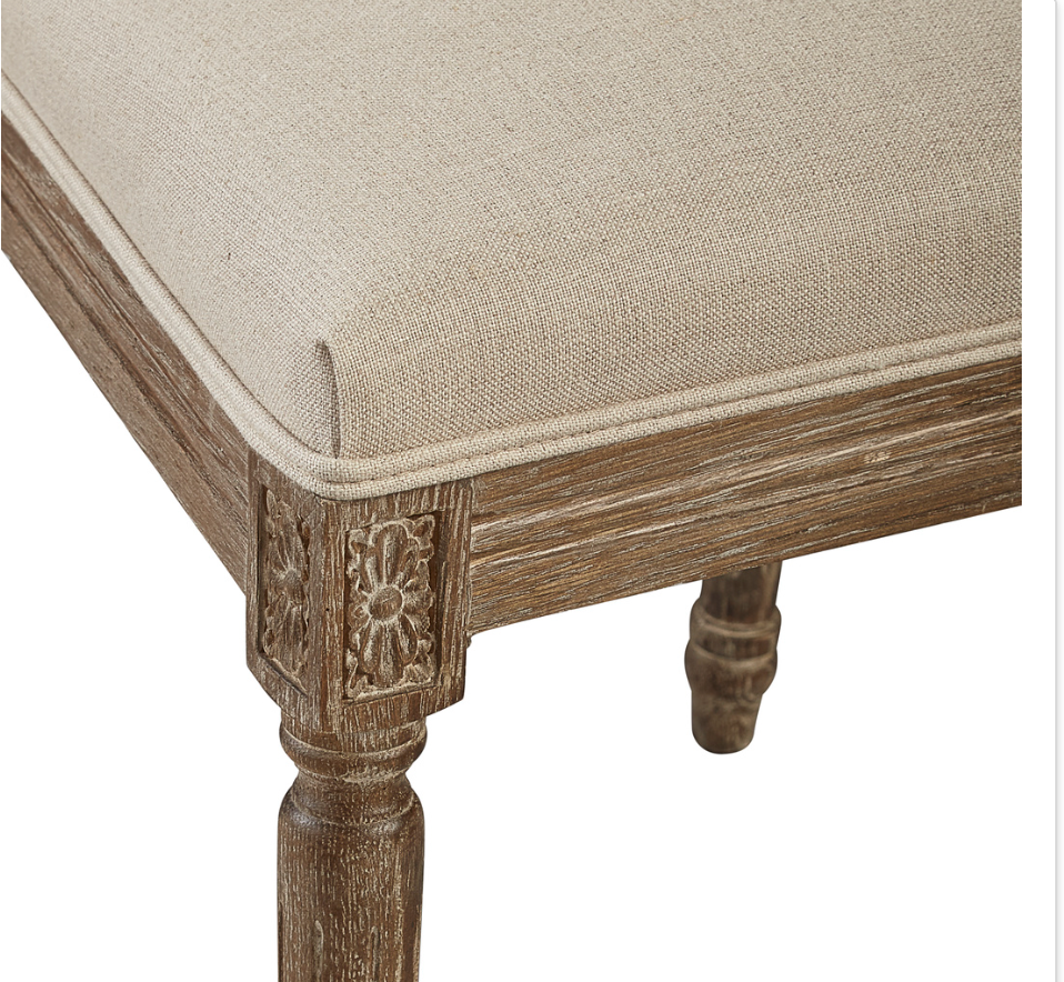 20-391 Linen & Oak Caned Back Side Chair